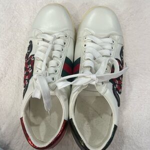 Gucci White Sneakers with Red and Green Details